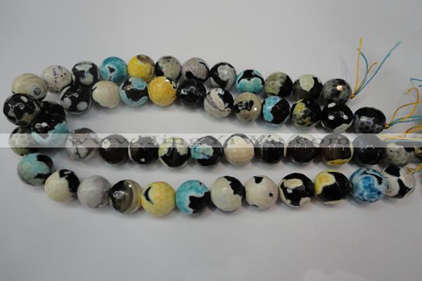 CAG5857 15 inches 16mm faceted round fire crackle agate beads