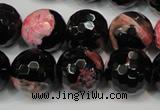 CAG5862 15 inches 16mm faceted round fire crackle agate beads