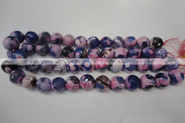 CAG5863 15 inches 16mm faceted round fire crackle agate beads