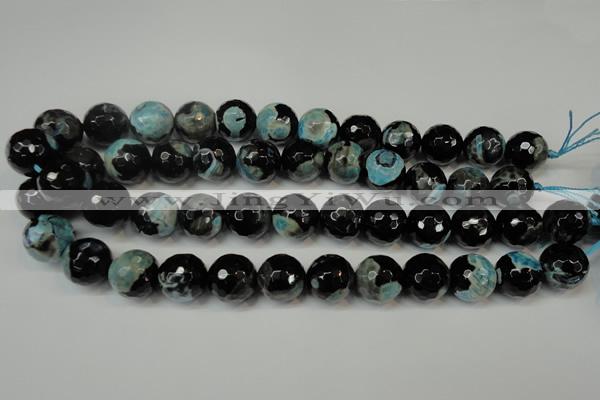 CAG5865 15 inches 16mm faceted round fire crackle agate beads