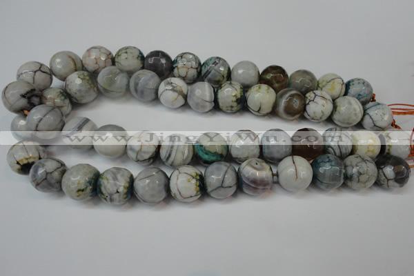 CAG5866 15 inches 16mm faceted round fire crackle agate beads