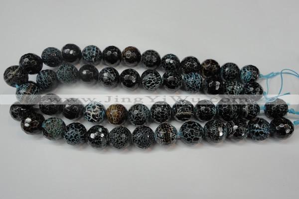 CAG5872 15 inches 16mm faceted round fire crackle agate beads