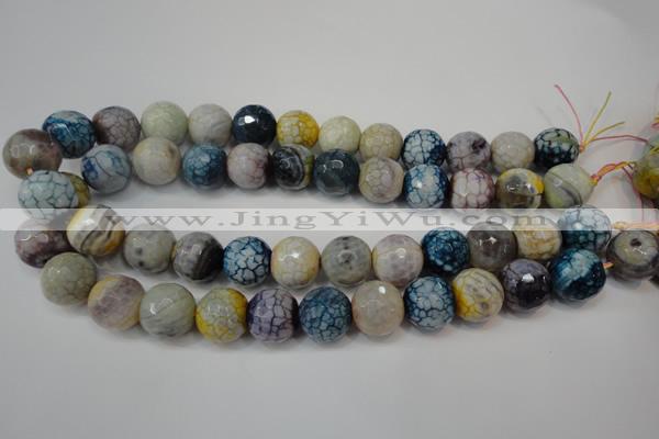 CAG5873 15 inches 16mm faceted round fire crackle agate beads