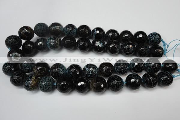 CAG5878 15 inches 18mm faceted round fire crackle agate beads