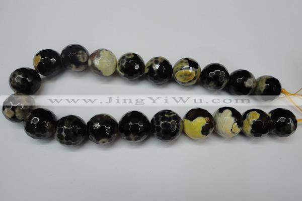 CAG5881 15 inches 20mm faceted round fire crackle agate beads