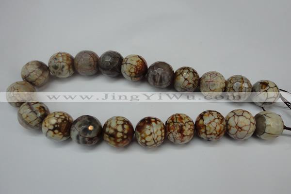 CAG5888 15 inches 20mm faceted round fire crackle agate beads