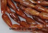 CAG590 15.5 inches 8*16mm faceted teardrop natural fire agate beads
