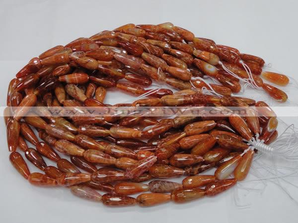 CAG591 15.5 inches 10*25mm faceted teardrop natural fire agate beads