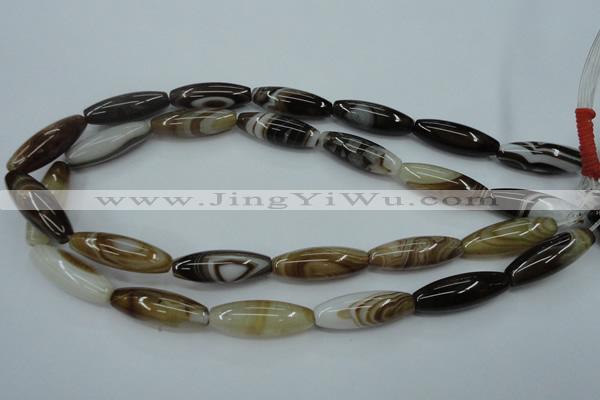 CAG5914 15 inches 10*30mm rice Madagascar agate gemstone beads