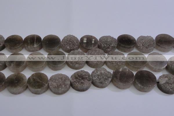 CAG5986 15.5 inches 20mm coin grey agate gemstone beads