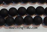 CAG6012 15.5 inches 8mm round matte black agate beads