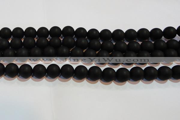 CAG6014 15.5 inches 12mm round matte black agate beads