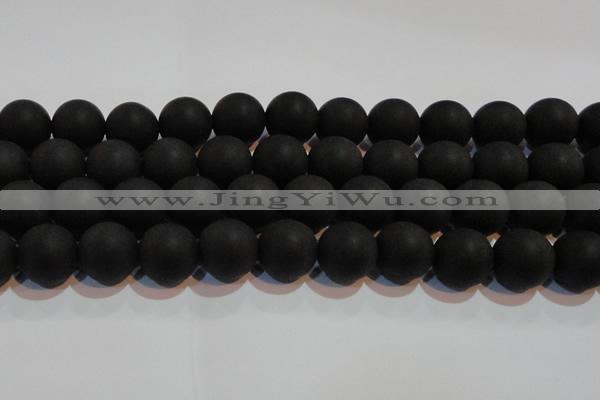 CAG6016 15.5 inches 16mm round matte black agate beads