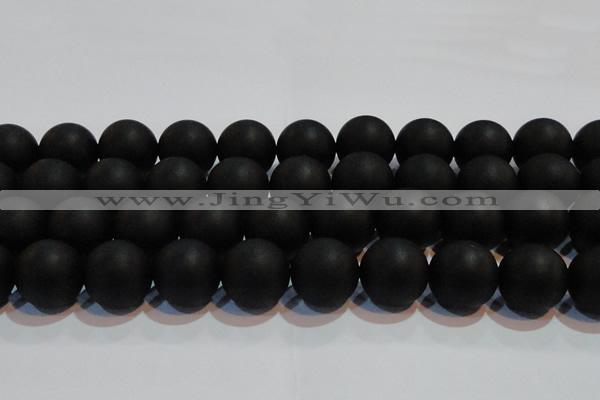 CAG6017 15.5 inches 18mm round matte black agate beads