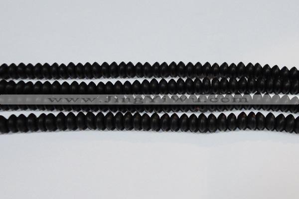 CAG6021 15.5 inches 4*8mm rondelle matte black agate beads