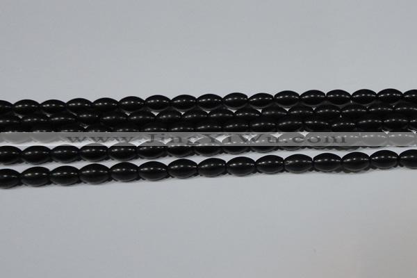 CAG6024 15.5 inches 6*9mm rice matte black agate beads