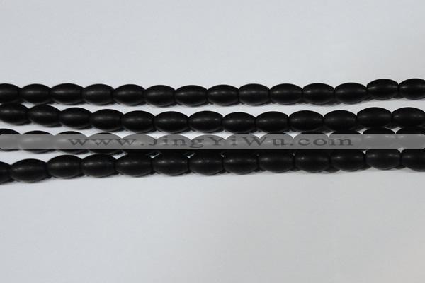 CAG6026 15.5 inches 8*12mm rice matte black agate beads