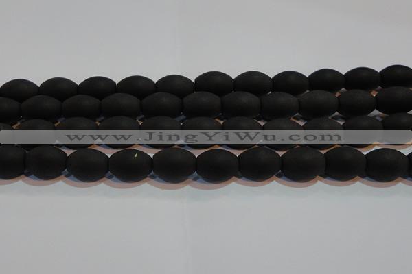 CAG6027 15.5 inches 12*16mm rice matte black agate beads