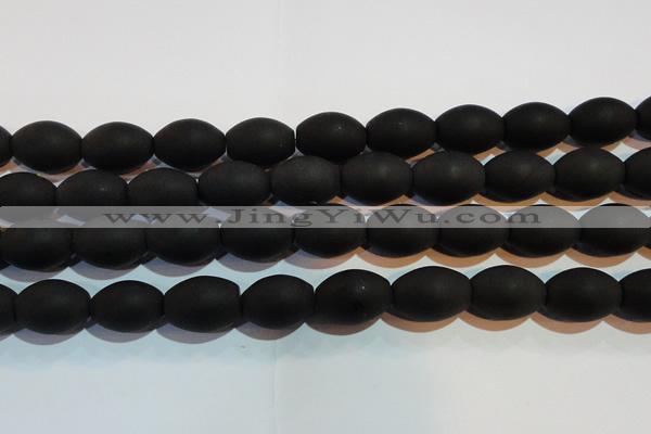 CAG6028 15.5 inches 13*18mm rice matte black agate beads
