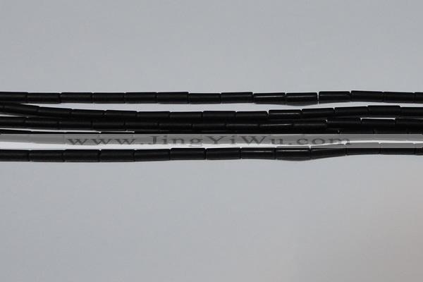 CAG6030 15.5 inches 4*13mm tube matte black agate beads