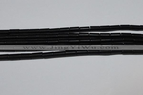 CAG6032 15.5 inches 6*12mm tube matte black agate beads