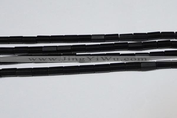 CAG6035 15.5 inches 6*12mm faceted tube matte black agate beads