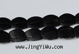 CAG6040 15.5 inches 5*8mm twisted rice matte black agate beads