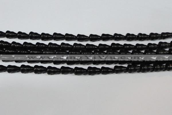 CAG6042 15.5 inches 5*8mm carved calabash matte black agate beads