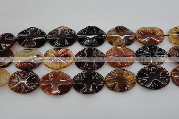 CAG6061 15.5 inches 22*30mm wavy oval dragon veins agate beads