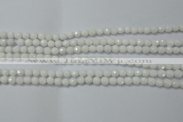 CAG6100 15.5 inches 4mm faceted round white agate gemstone beads