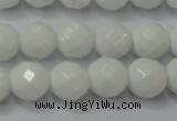 CAG6101 15.5 inches 6mm faceted round white agate gemstone beads