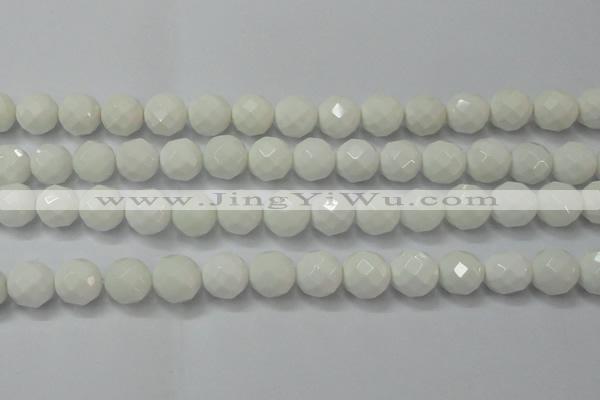 CAG6103 15.5 inches 10mm faceted round white agate gemstone beads