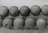 CAG6224 15 inches 12mm round plated druzy agate beads wholesale