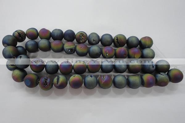 CAG6286 15 inches 16mm round plated druzy agate beads wholesale