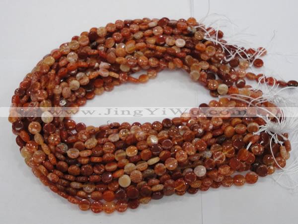 CAG630 15.5 inches 10mm coin natural fire agate beads wholesale