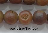 CAG6336 15 inches 16mm faceted round plated druzy agate beads