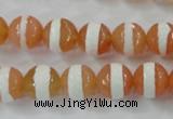 CAG6352 15 inches 12mm faceted round tibetan agate gemstone beads