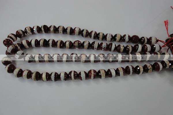 CAG6363 15 inches 10mm faceted round tibetan agate gemstone beads