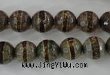 CAG6368 15 inches 12mm faceted round tibetan agate gemstone beads