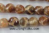 CAG6380 15 inches 12mm faceted round tibetan agate gemstone beads