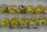 CAG6389 15 inches 12mm faceted round tibetan agate gemstone beads