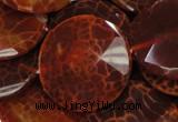 CAG642 15.5 inches 40mm faceted coin natural fire agate beads