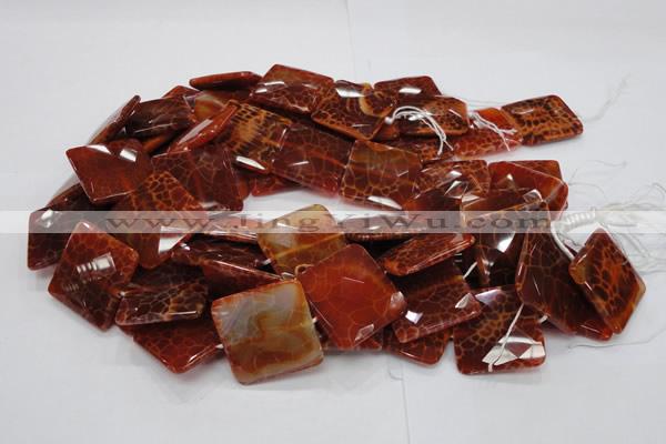 CAG652 15.5 inches 30*30mm faceted square natural fire agate beads