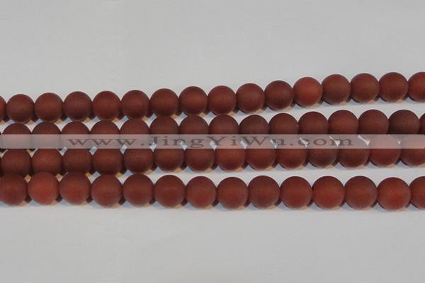 CAG6556 15.5 inches 12mm round matte red agate beads wholesale