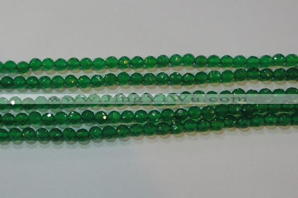 CAG6611 15.5 inches 4mm faceted round green agate gemstone beads