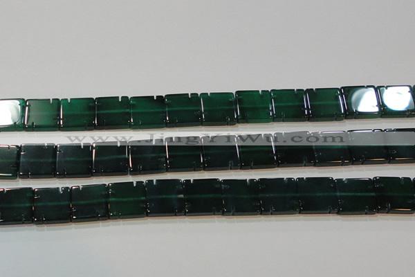 CAG6638 15.5 inches 14*14mm square green agate gemstone beads