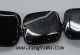 CAG6680 15.5 inches 25*25mm square black line agate beads
