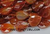 CAG670 15.5 inches 13*18mm faceted flat teardrop natural fire agate beads