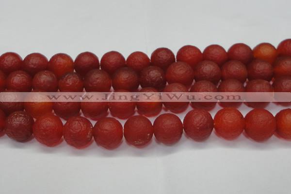 CAG6703 15 inches 14mm round red pilates agate beads