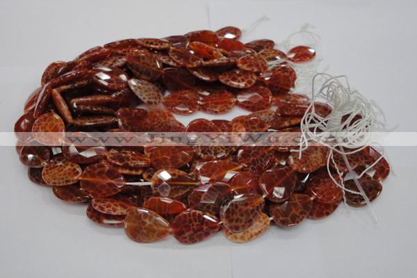 CAG672 15.5 inches 20*30mm faceted flat teardrop natural fire agate beads